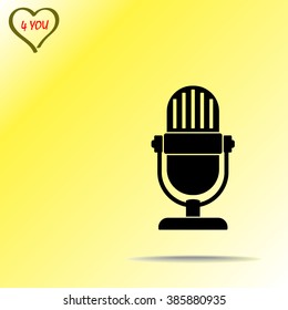 Retro microphone sign icon, vector illustration. Flat design style