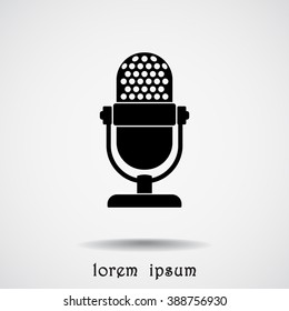 Retro microphone sign icon, vector illustration. Flat design style
