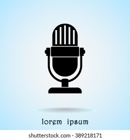 Retro microphone sign icon, vector illustration. Flat design style