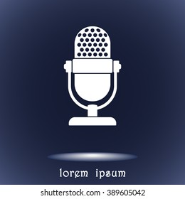 Retro microphone sign icon, vector illustration. Flat design style