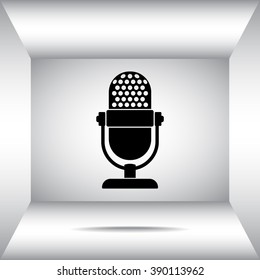 Retro microphone sign icon, vector illustration. Flat design style