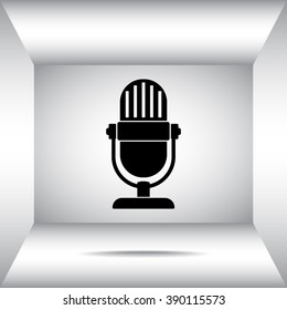 Retro microphone sign icon, vector illustration. Flat design style