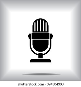 Retro microphone sign icon, vector illustration. Flat design style