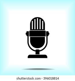 Retro microphone sign icon, vector illustration. Flat design style