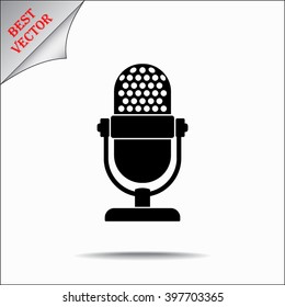 Retro microphone sign icon, vector illustration. Flat design style