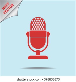 Retro microphone sign icon, vector illustration. Flat design style