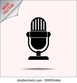 Retro microphone sign icon, vector illustration. Flat design style