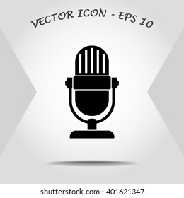 Retro microphone sign icon, vector illustration. Flat design style