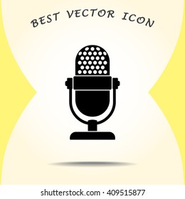 Retro microphone sign icon, vector illustration. Flat design style