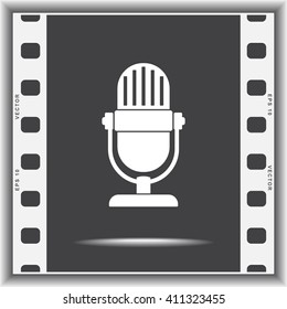Retro microphone sign icon, vector illustration. Flat design style