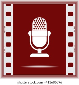 Retro microphone sign icon, vector illustration. Flat design style