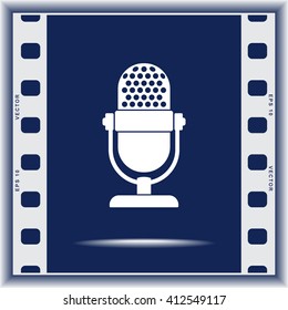 Retro microphone sign icon, vector illustration. Flat design style