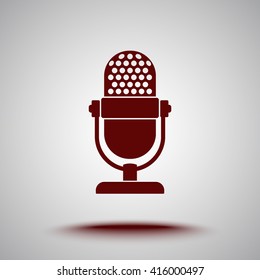 Retro microphone sign icon, vector illustration. Flat design style