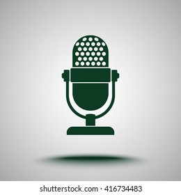 Retro microphone sign icon, vector illustration. Flat design style