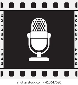 Retro microphone sign icon, vector illustration. Flat design style