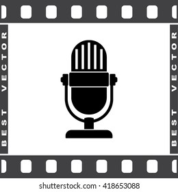 Retro microphone sign icon, vector illustration. Flat design style