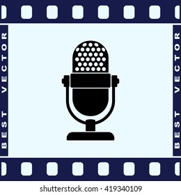 Retro microphone sign icon, vector illustration. Flat design style