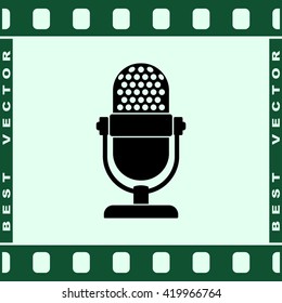 Retro microphone sign icon, vector illustration. Flat design style