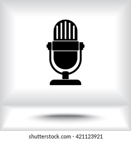 Retro microphone sign icon, vector illustration. Flat design style