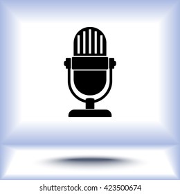 Retro microphone sign icon, vector illustration. Flat design style