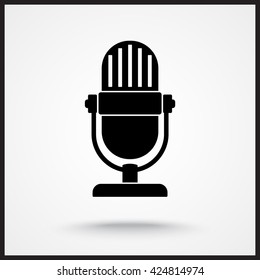 Retro microphone sign icon, vector illustration. Flat design style