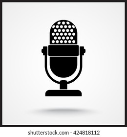 Retro microphone sign icon, vector illustration. Flat design style