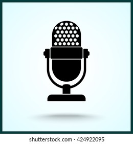 Retro microphone sign icon, vector illustration. Flat design style