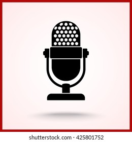 Retro microphone sign icon, vector illustration. Flat design style