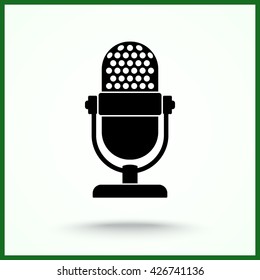 Retro microphone sign icon, vector illustration. Flat design style