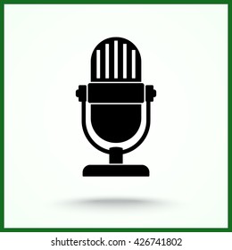 Retro microphone sign icon, vector illustration. Flat design style