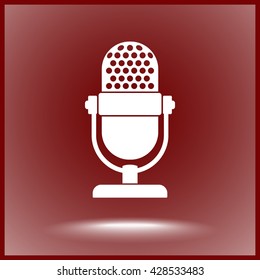 Retro microphone sign icon, vector illustration. Flat design style