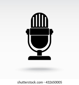 Retro microphone sign icon, vector illustration. Flat design style
