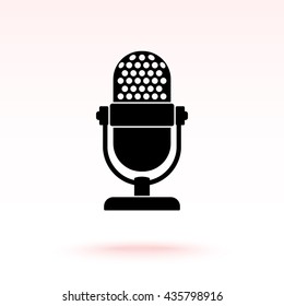 Retro microphone sign icon, vector illustration. Flat design style