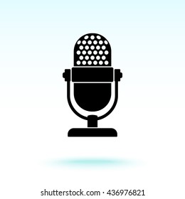 Retro microphone sign icon, vector illustration. Flat design style