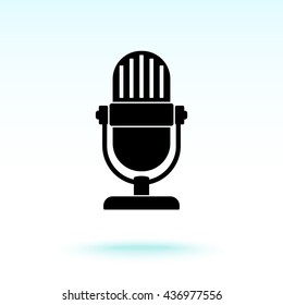 Retro microphone sign icon, vector illustration. Flat design style