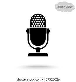 Retro microphone sign icon, vector illustration. Flat design style