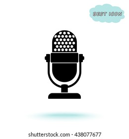 Retro microphone sign icon, vector illustration. Flat design style