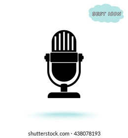 Retro microphone sign icon, vector illustration. Flat design style