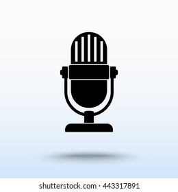 Retro microphone sign icon, vector illustration. Flat design style