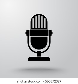 Retro microphone sign icon, vector illustration. Flat design style