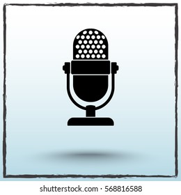 Retro microphone sign icon, vector illustration. Flat design style