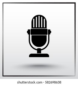 Retro microphone sign icon, vector illustration. Flat design style