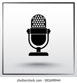 Retro microphone sign icon, vector illustration. Flat design style