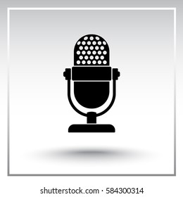 Retro microphone sign icon, vector illustration. Flat design style