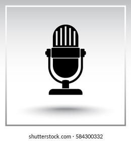 Retro microphone sign icon, vector illustration. Flat design style