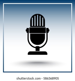 Retro microphone sign icon, vector illustration. Flat design style