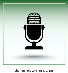 Retro microphone sign icon, vector illustration. Flat design style