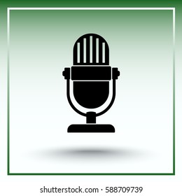 Retro microphone sign icon, vector illustration. Flat design style