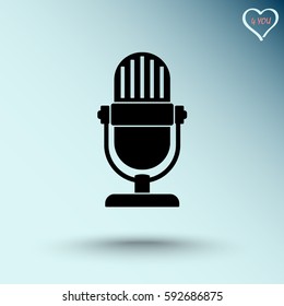 Retro microphone sign icon, vector illustration. Flat design style