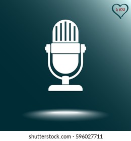 Retro microphone sign icon, vector illustration. Flat design style